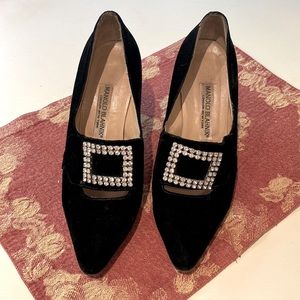 Manolo Blahnik Black Velvet Pumps